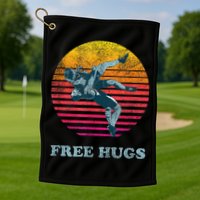 Retro Vintage Faded Cracked 70 80s Style Free Hugs Wrestling Golf Towel