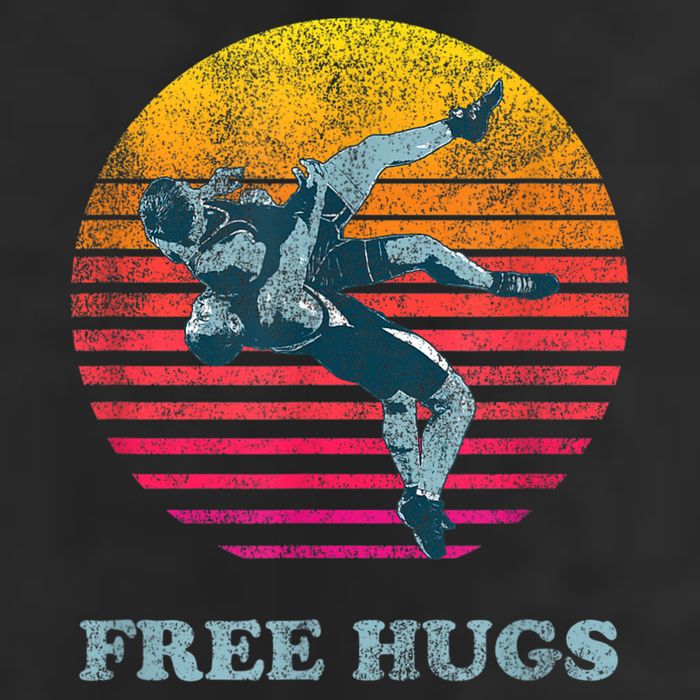 Retro Vintage Faded Cracked 70 80s Style Free Hugs Wrestling Golf Towel
