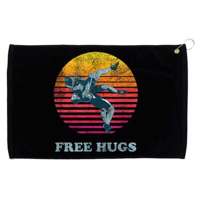 Retro Vintage Faded Cracked 70 80s Style Free Hugs Wrestling Grommeted Golf Towel