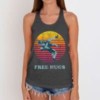 Retro Vintage Faded Cracked 70 80s Style Free Hugs Wrestling Women's Knotted Racerback Tank