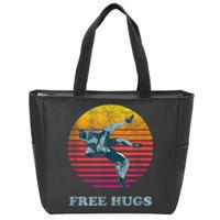 Retro Vintage Faded Cracked 70 80s Style Free Hugs Wrestling Zip Tote Bag