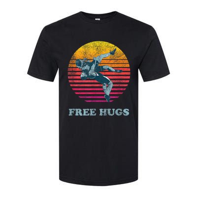 Retro Vintage Faded Cracked 70 80s Style Free Hugs Wrestling Softstyle CVC T-Shirt