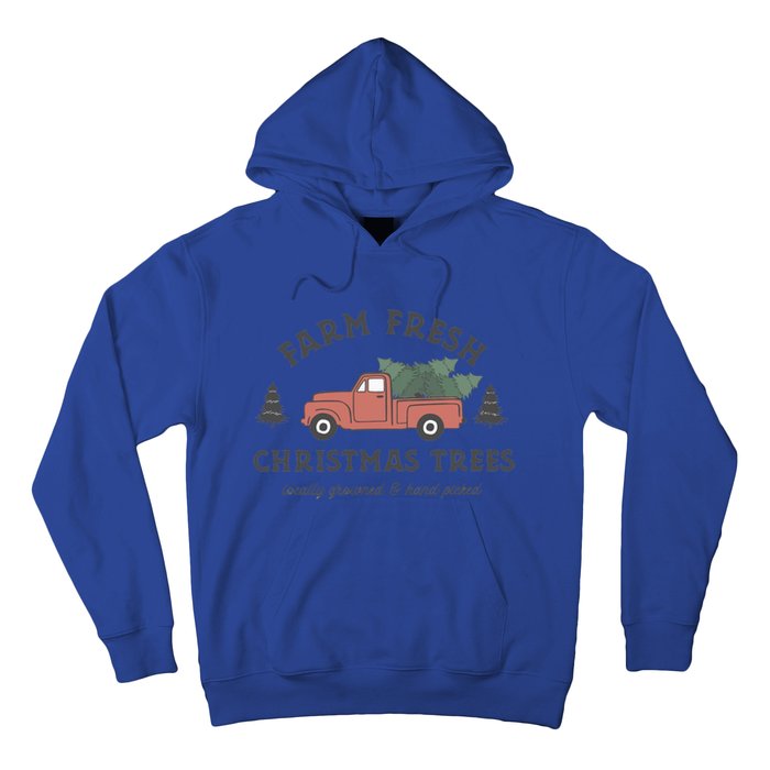 Retro Vintage Farm Fresh Christmas Trees Red Truck Gift Hoodie