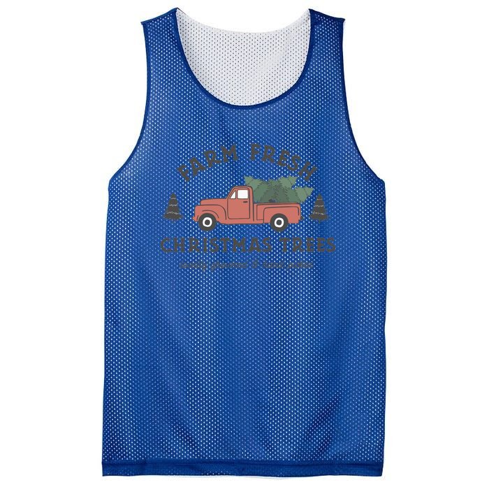 Retro Vintage Farm Fresh Christmas Trees Red Truck Gift Mesh Reversible Basketball Jersey Tank