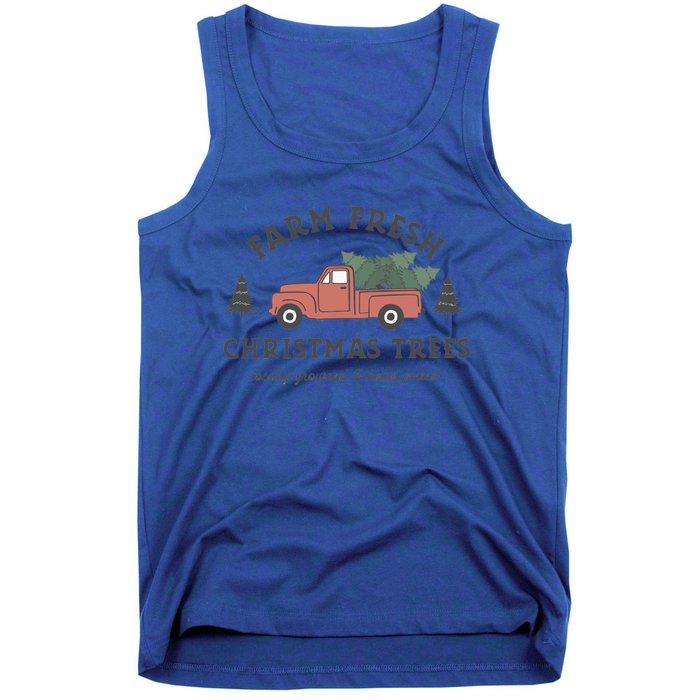 Retro Vintage Farm Fresh Christmas Trees Red Truck Gift Tank Top