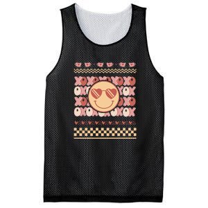 Retro Valentine Funny XOXO Smile Face Ugly Sweater Gift For Valentine Day Mesh Reversible Basketball Jersey Tank