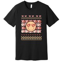 Retro Valentine Funny XOXO Smile Face Ugly Sweater Gift For Valentine Day Premium T-Shirt