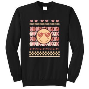 Retro Valentine Funny XOXO Smile Face Ugly Sweater Gift For Valentine Day Tall Sweatshirt