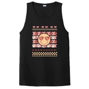 Retro Valentine Funny XOXO Smile Face Ugly Sweater Gift For Valentine Day PosiCharge Competitor Tank