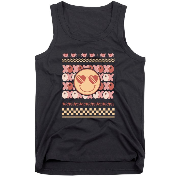 Retro Valentine Funny XOXO Smile Face Ugly Sweater Gift For Valentine Day Tank Top