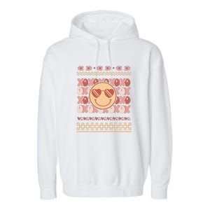 Retro Valentine Funny XOXO Smile Face Ugly Sweater Gift For Valentine Day Garment-Dyed Fleece Hoodie