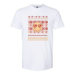 Retro Valentine Funny XOXO Smile Face Ugly Sweater Gift For Valentine Day Softstyle CVC T-Shirt