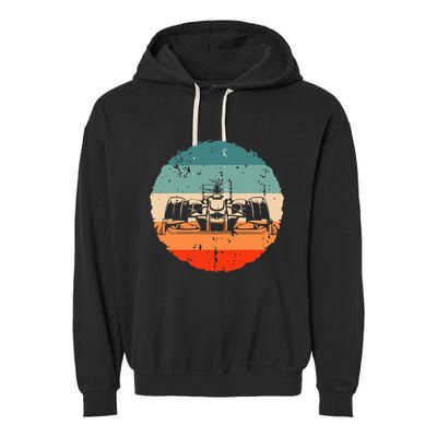Retro Vintage Formula Racing Lovers Silhouette Race Car Fan Garment-Dyed Fleece Hoodie