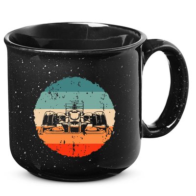 Retro Vintage Formula Racing Lovers Silhouette Race Car Fan 15oz Campfire Ceramic Mug