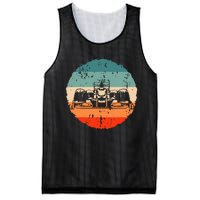 Retro Vintage Formula Racing Lovers Silhouette Race Car Fan Mesh Reversible Basketball Jersey Tank