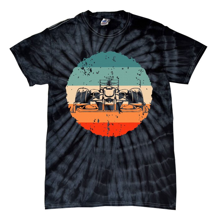 Retro Vintage Formula Racing Lovers Silhouette Race Car Fan Tie-Dye T-Shirt