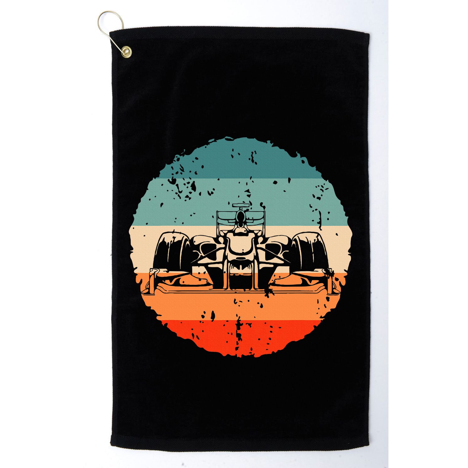 Retro Vintage Formula Racing Lovers Silhouette Race Car Fan Golf Towel