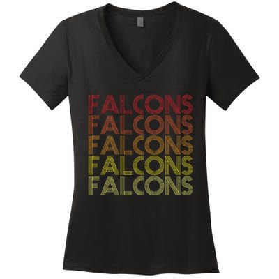 Retro Vintage Falcons Women's V-Neck T-Shirt