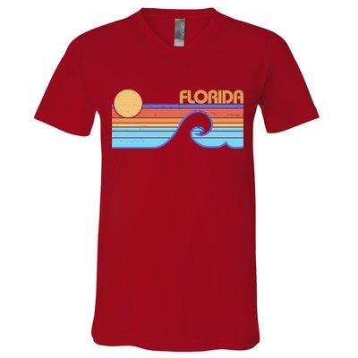 Retro Vintage Florida Sunset Wave V-Neck T-Shirt