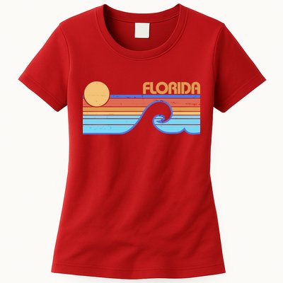 Retro Vintage Florida Sunset Wave Womens T-Shirt