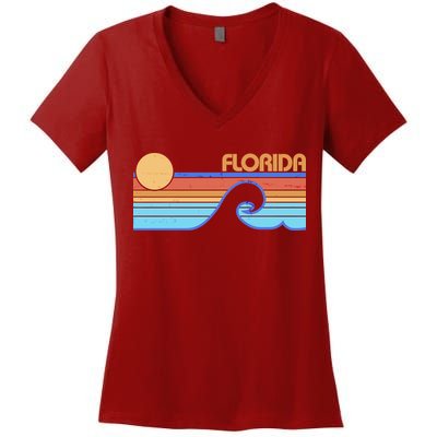 Retro Vintage Florida Sunset Wave Women's V-Neck T-Shirt