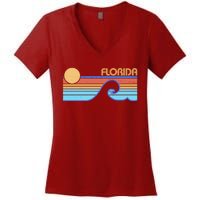 Retro Vintage Florida Sunset Wave Women's V-Neck T-Shirt