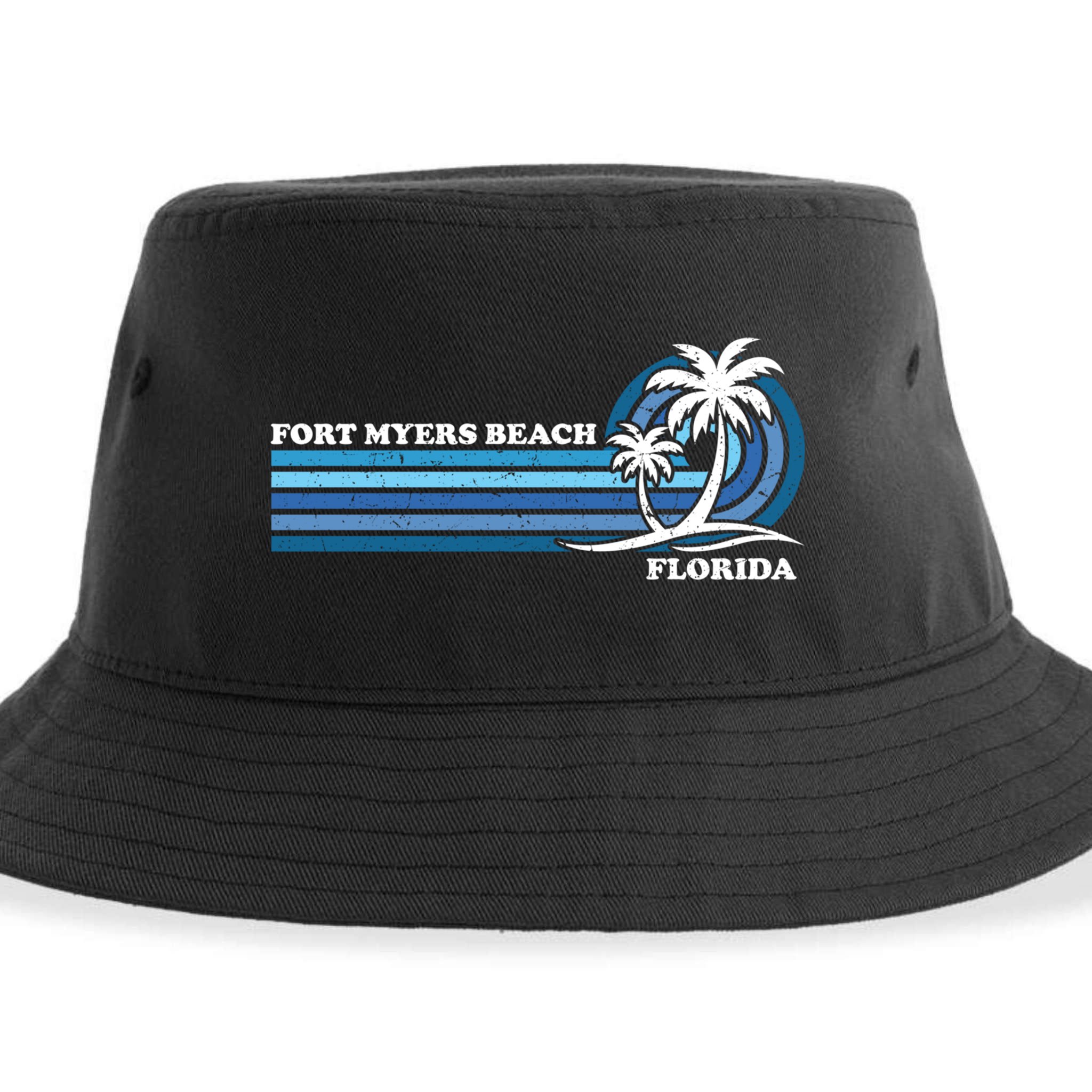 Retro Vintage Family Vacation Florida Fort Myers Beach Gift Sustainable Bucket Hat