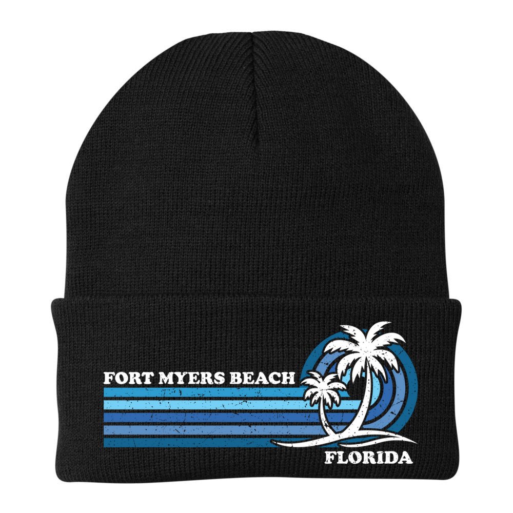 Retro Vintage Family Vacation Florida Fort Myers Beach Gift Beanie