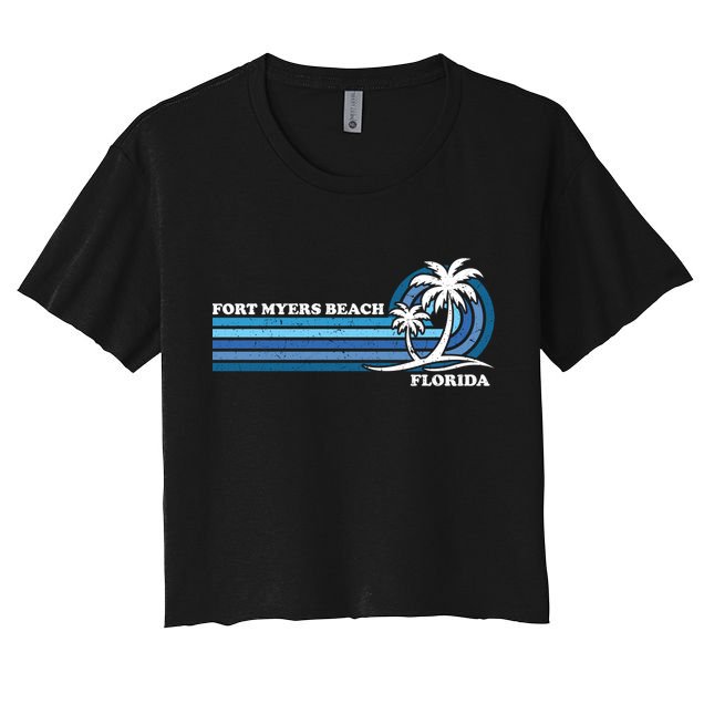 Retro Vintage Family Vacation Florida Fort Myers Beach Gift Crop Top