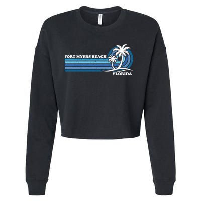 Retro Vintage Family Vacation Florida Fort Myers Beach Gift Cropped Pullover Crew