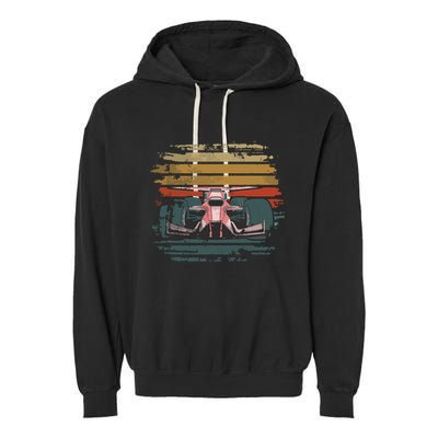 Retro Vintage Formula Racing Lovers Silhouette Race Car Fan Garment-Dyed Fleece Hoodie