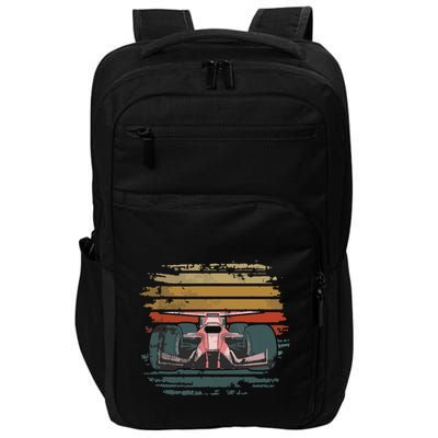 Retro Vintage Formula Racing Lovers Silhouette Race Car Fan Impact Tech Backpack
