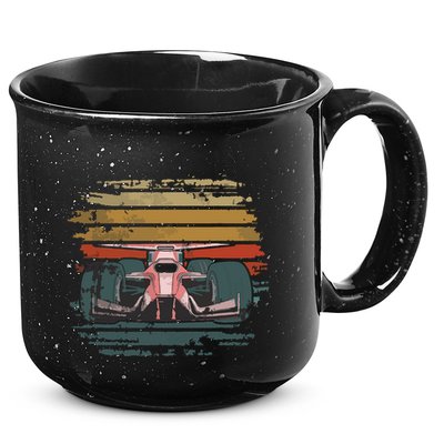 Retro Vintage Formula Racing Lovers Silhouette Race Car Fan 15oz Campfire Ceramic Mug