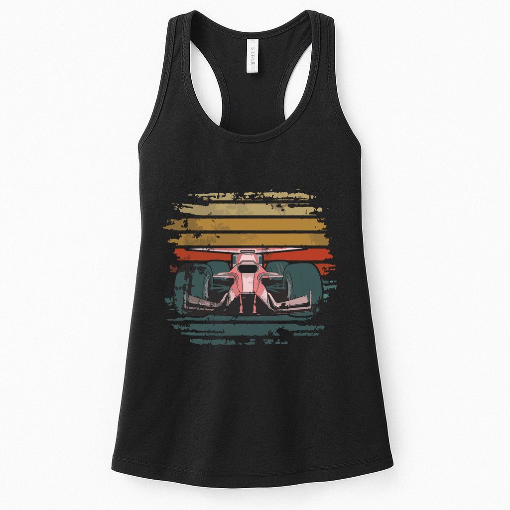 Retro Vintage Formula Racing Lovers Silhouette Race Car Fan Womens Tank Top