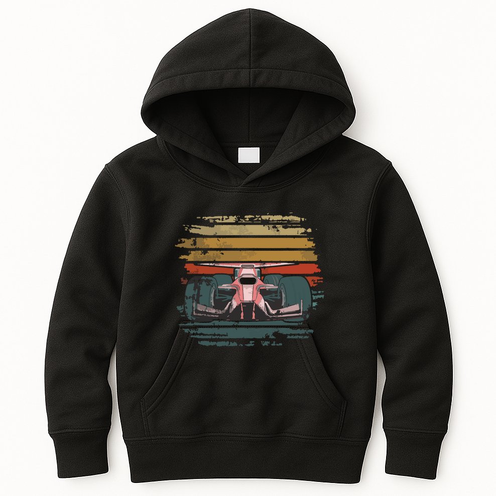 Retro Vintage Formula Racing Lovers Silhouette Race Car Fan Kids Hoodie