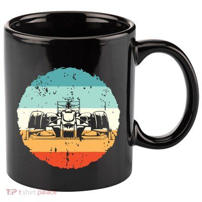 Retro Vintage Formula Racing Lovers Silhouette Race Car Fan 11oz C Handle Ceramic Mug