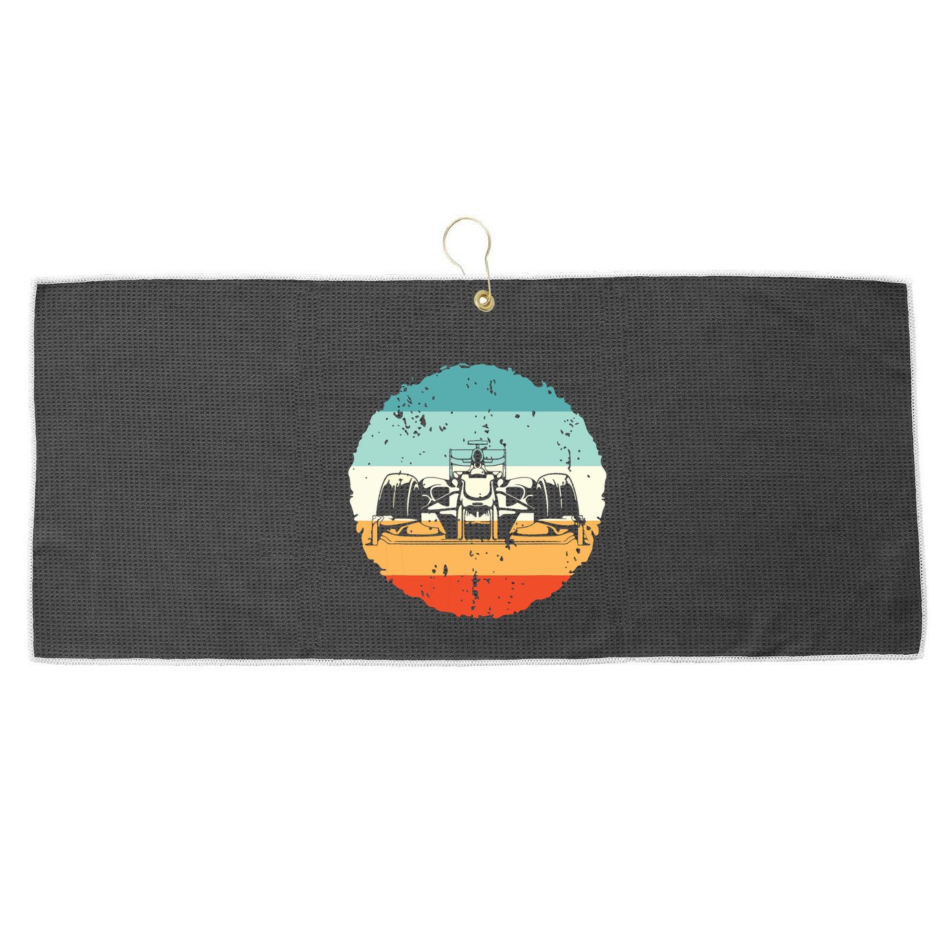 Retro Vintage Formula Racing Lovers Silhouette Race Car Fan Large Microfiber Waffle Golf Towel