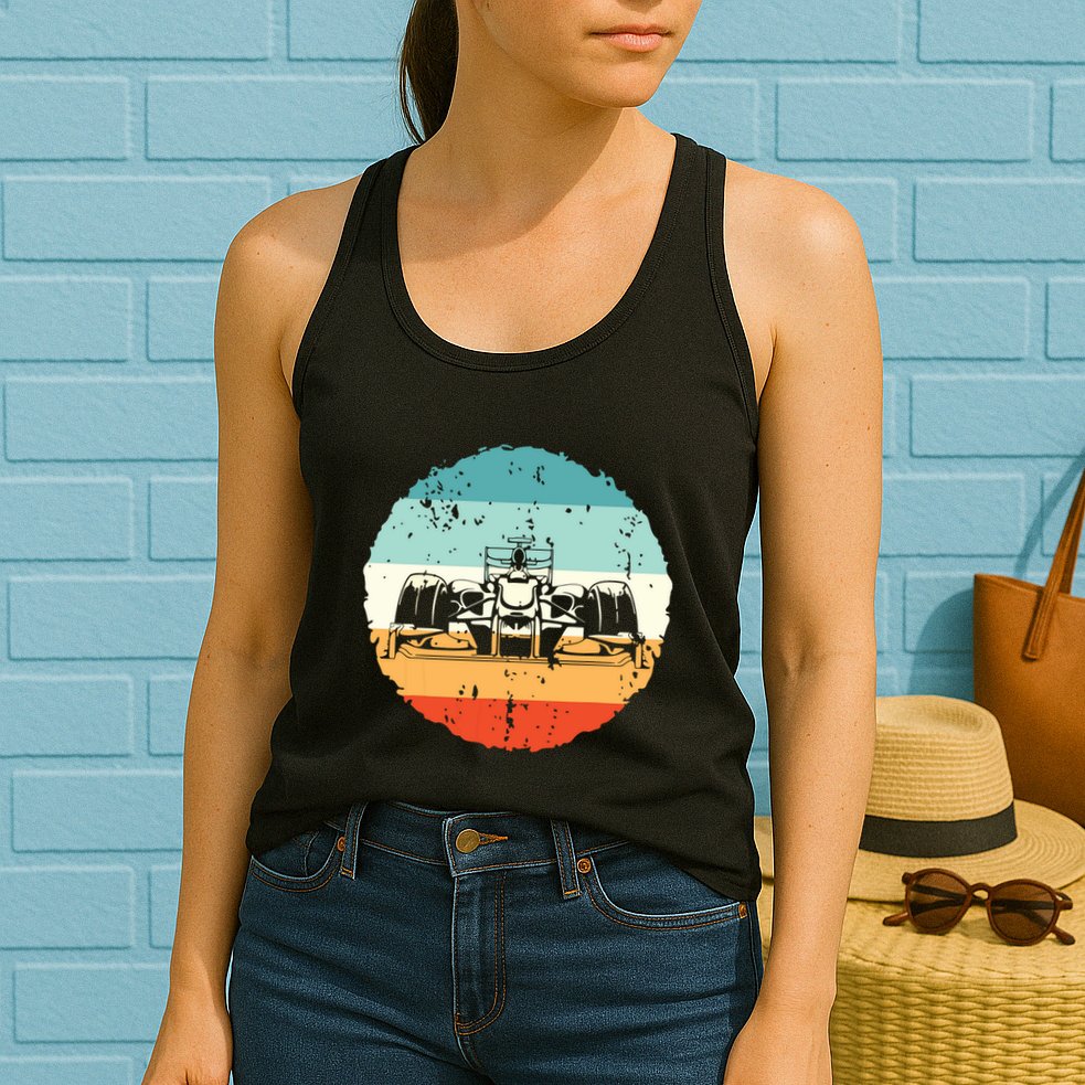 Retro Vintage Formula Racing Lovers Silhouette Race Car Fan Womens Tank Top