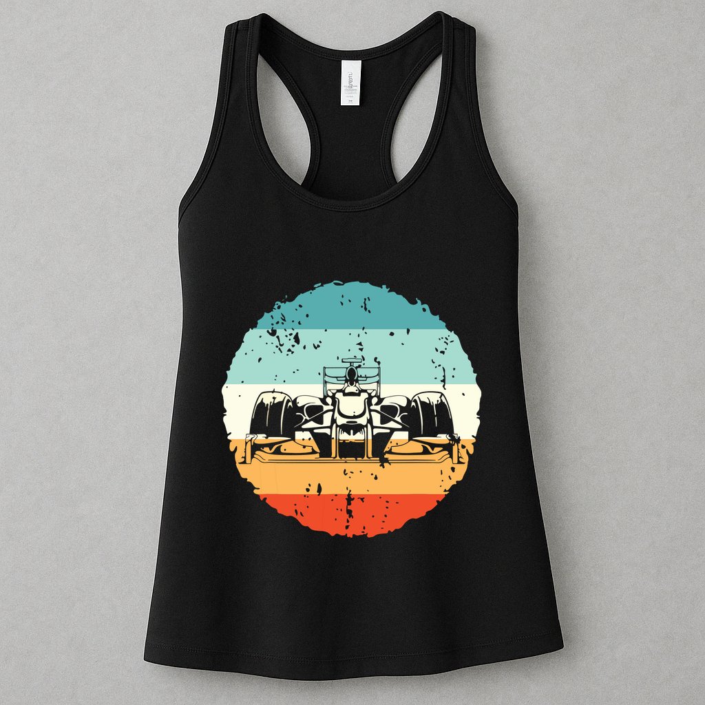 Retro Vintage Formula Racing Lovers Silhouette Race Car Fan Womens Tank Top