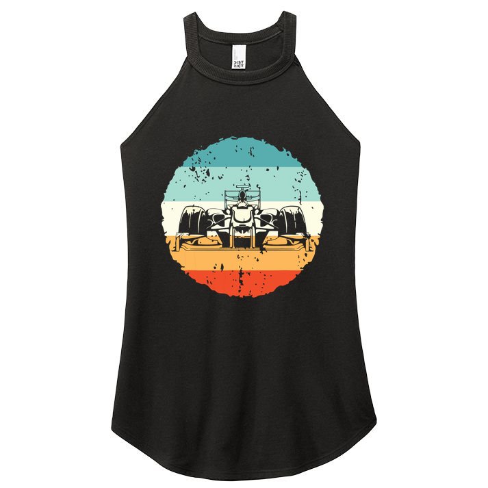 Retro Vintage Formula Racing Lovers Silhouette Race Car Fan Women's Perfect Tri Rocker Tank