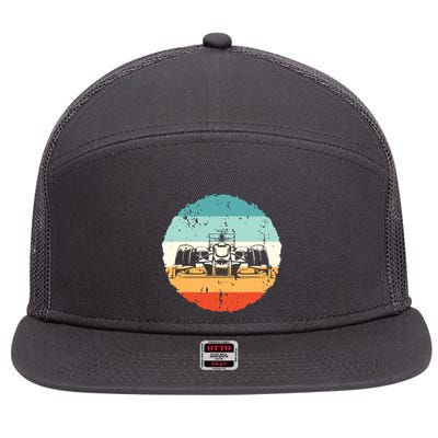 Retro Vintage Formula Racing Lovers Silhouette Race Car Fan 7 Panel Mesh Trucker Snapback Hat