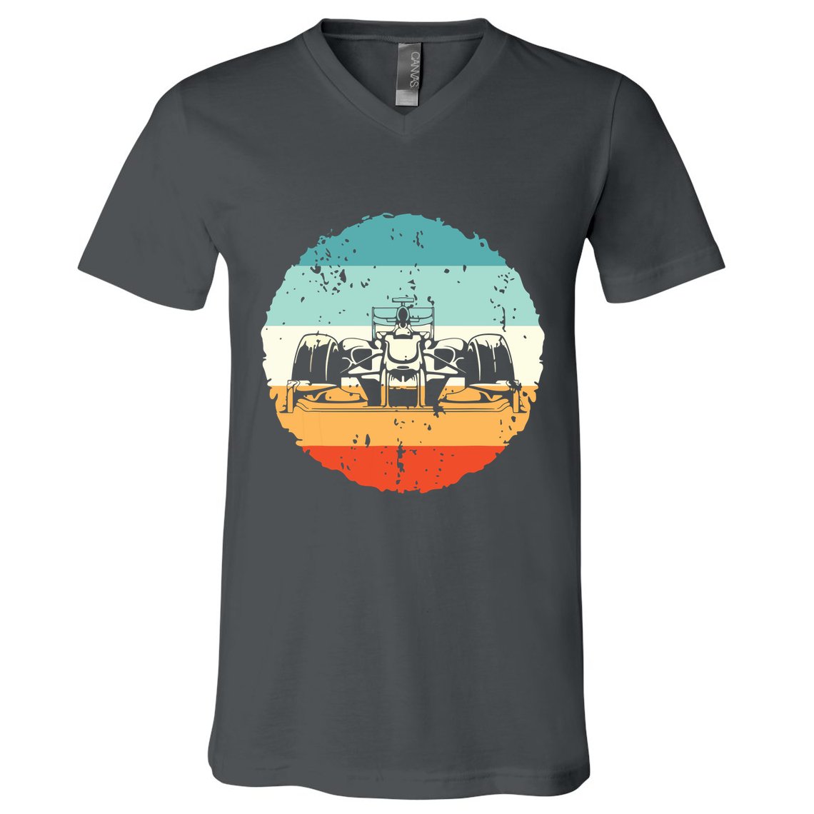 Retro Vintage Formula Racing Lovers Silhouette Race Car Fan V-Neck T-Shirt