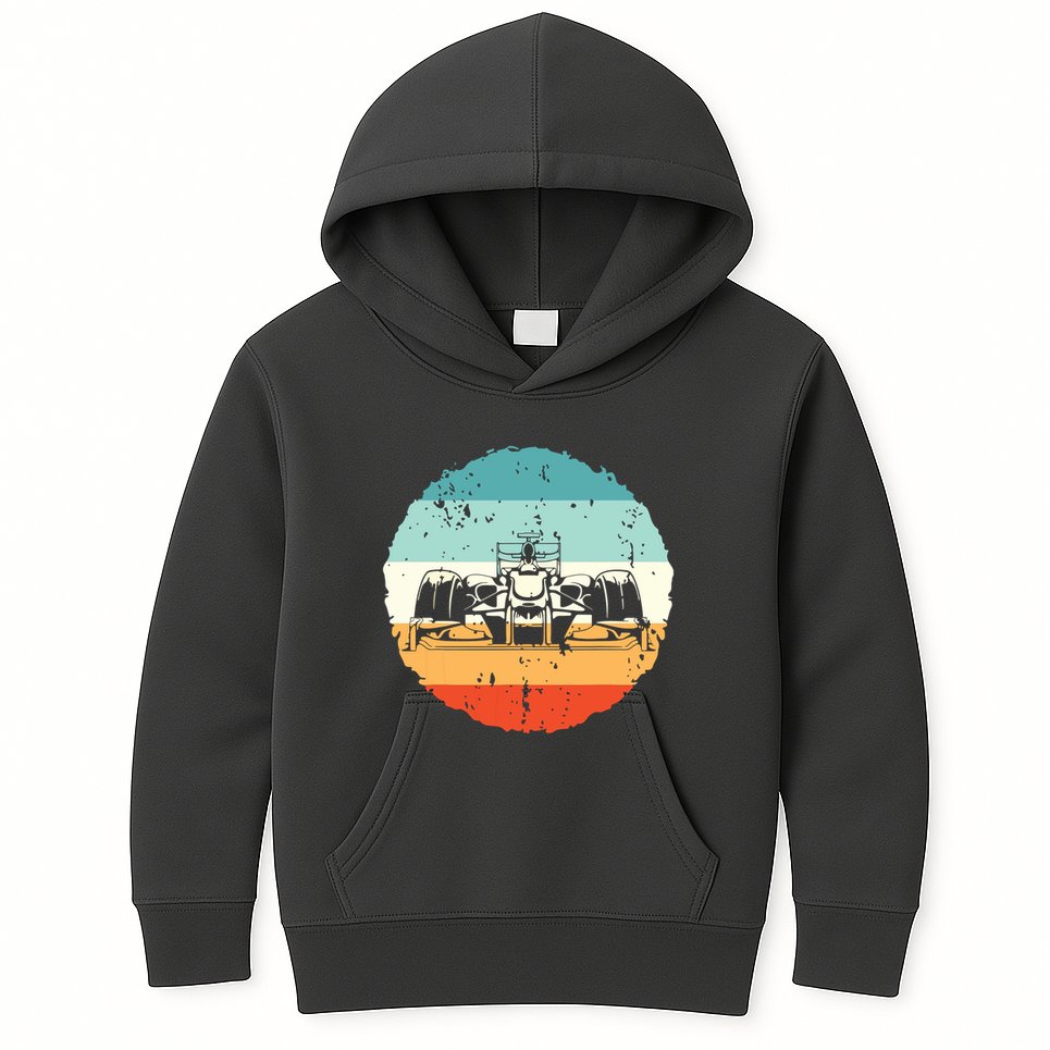 Retro Vintage Formula Racing Lovers Silhouette Race Car Fan Kids Hoodie