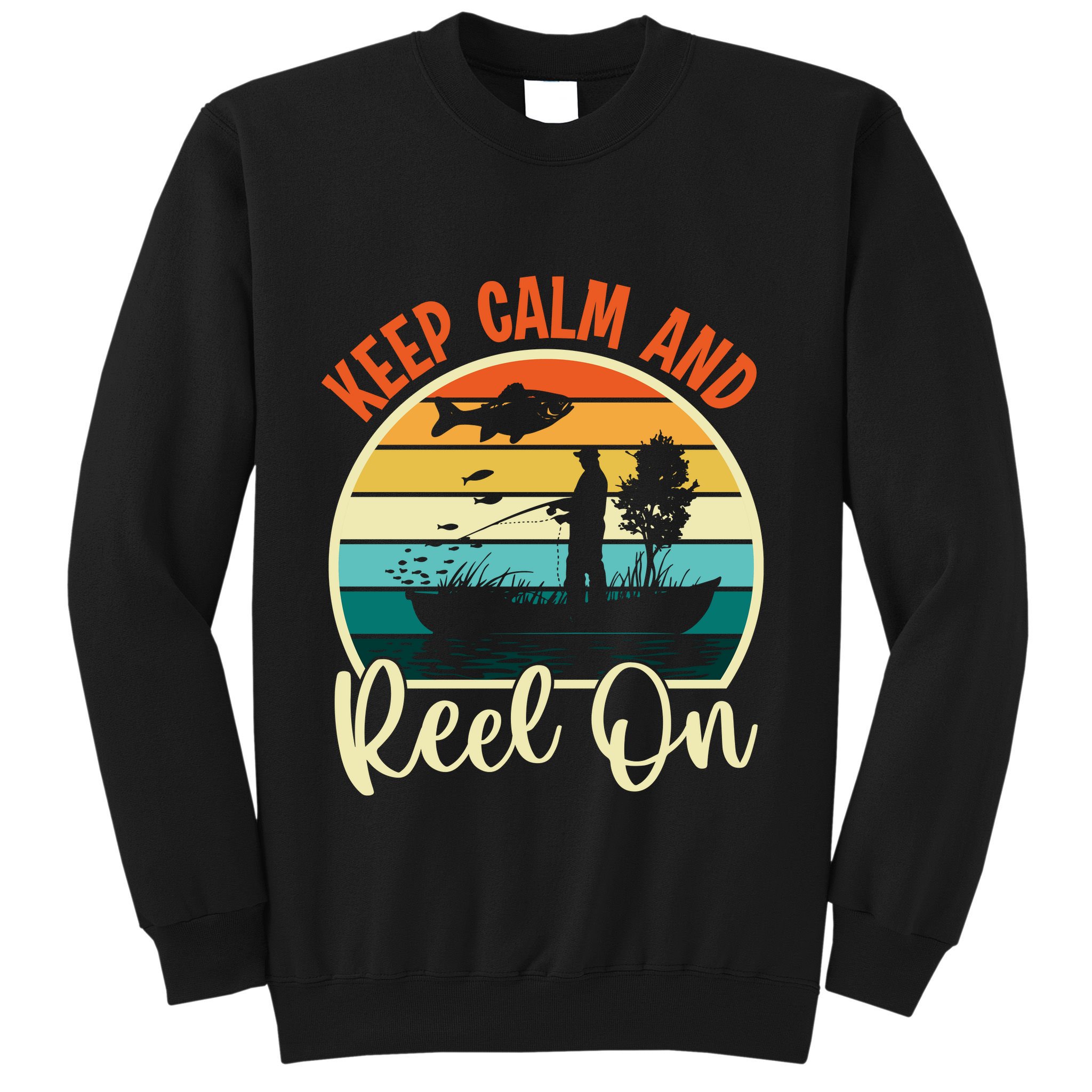 Retro Vintage Fishing Motif Sweatshirt