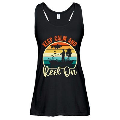 Retro Vintage Fishing Motif Ladies Essential Flowy Tank