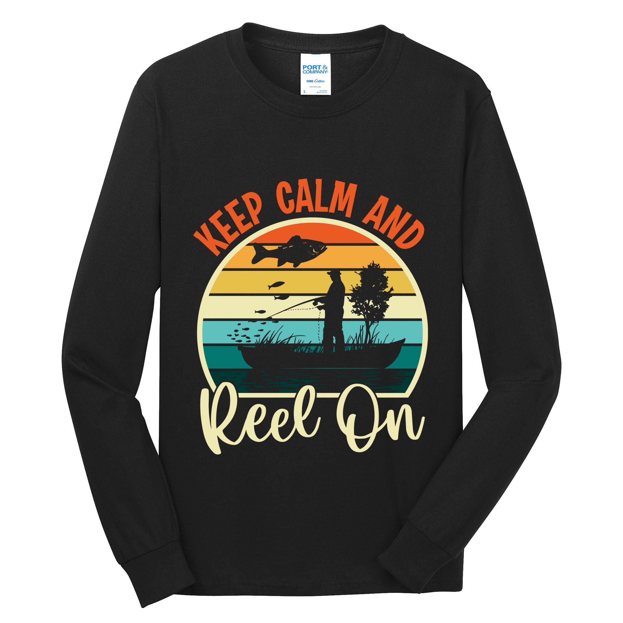 Retro Vintage Fishing Motif Tall Long Sleeve T-Shirt
