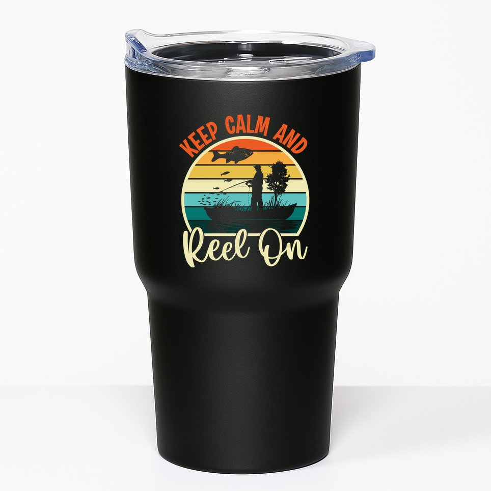 Retro Vintage Fishing Motif Tumbler