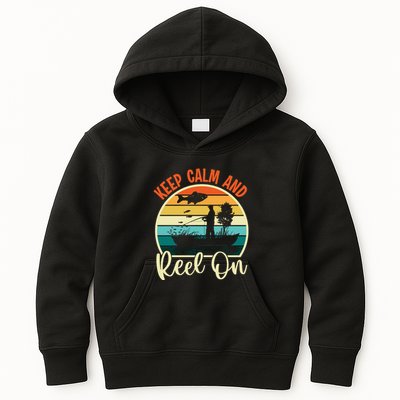 Retro Vintage Fishing Motif Kids Hoodie
