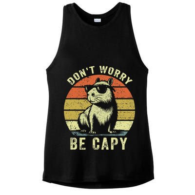 Retro Vintage Funny Capybara Dont Be Worry Be Capy Ladies PosiCharge Tri-Blend Wicking Tank