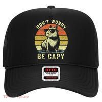 Retro Vintage Funny Capybara Dont Be Worry Be Capy High Crown Mesh Back Trucker Hat
